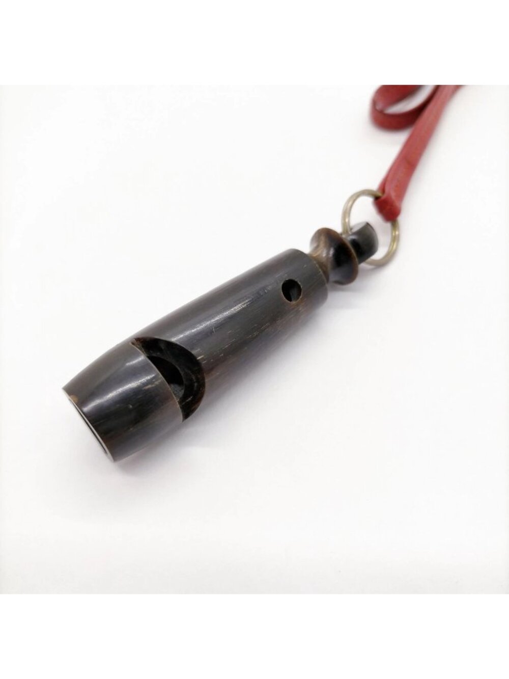$2795 Authentic HERMES Made in FRANCE Unisex Horns Whistle Red Leather Necklaces